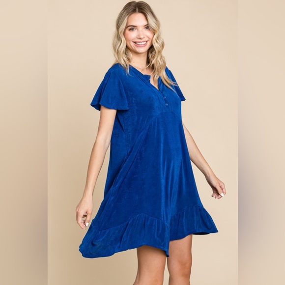 Culture Code Full Size Short Sleeve Ruffled Asymmetric Hem Dress 10010092310 - Picture 3 of 4